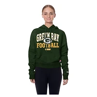 Sweat à capuche boxy rétro vert New Era pour femme des Packers de Green Bay