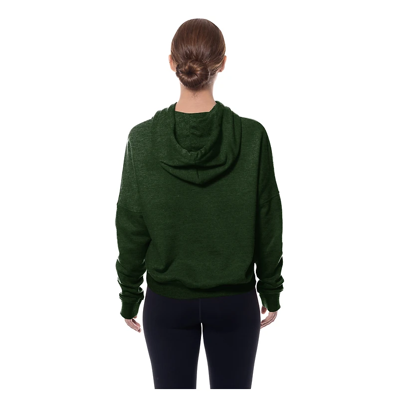 Sweat à capuche boxy rétro vert New Era pour femme des Packers de Green Bay