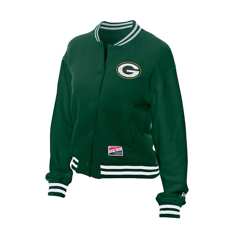 Women's New Era  Green Bay Packers Throwback Fleece Full-Snap Jacket