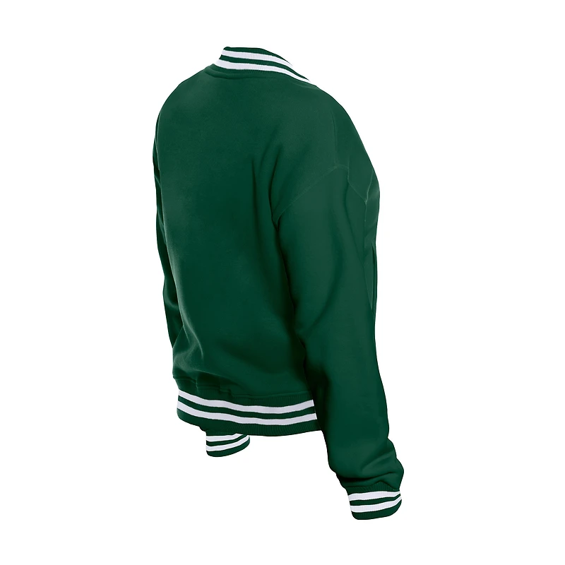 Women's New Era Green Bay Packers Throwback Fleece Full-Snap Jacket