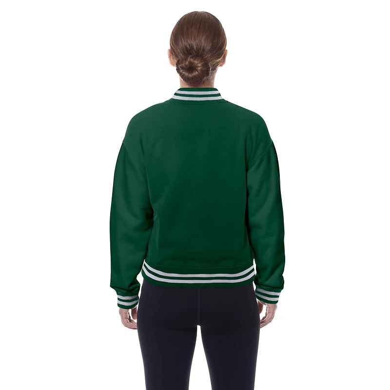 Veste polaire à boutons-pression New Era Green Bay Packers Throwback pour femme