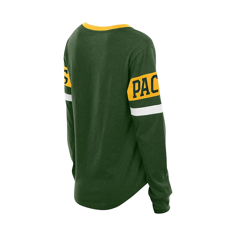 Women's New Era  Green Bay Packers Throwback Lace-Up Long-Sleeve T-Shirt