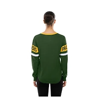 T-shirt à manches longues lacets rétro New Era Green Bay Packers pour femme