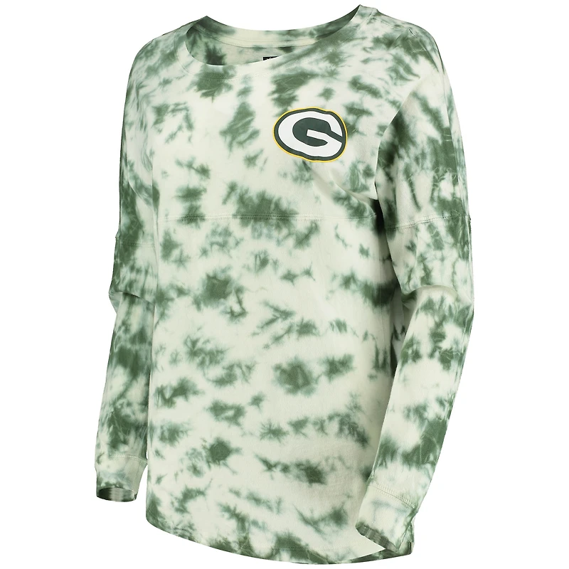 T-shirt à manches longues tie-dye Green Bay Packers New Era pour femme, vert