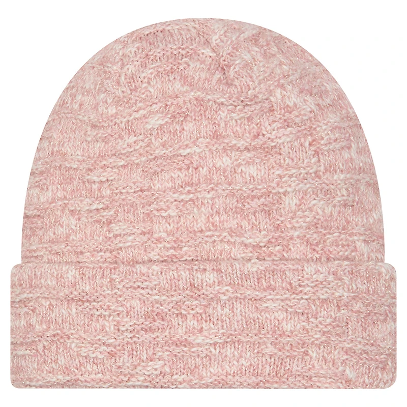 Bonnet en tricot à revers métallisé rose des Green Bay Packers de New Era pour femme