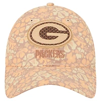Casquette ajustable New Era Green Bay Packers 9TWENTY beige à motif floral pour femme