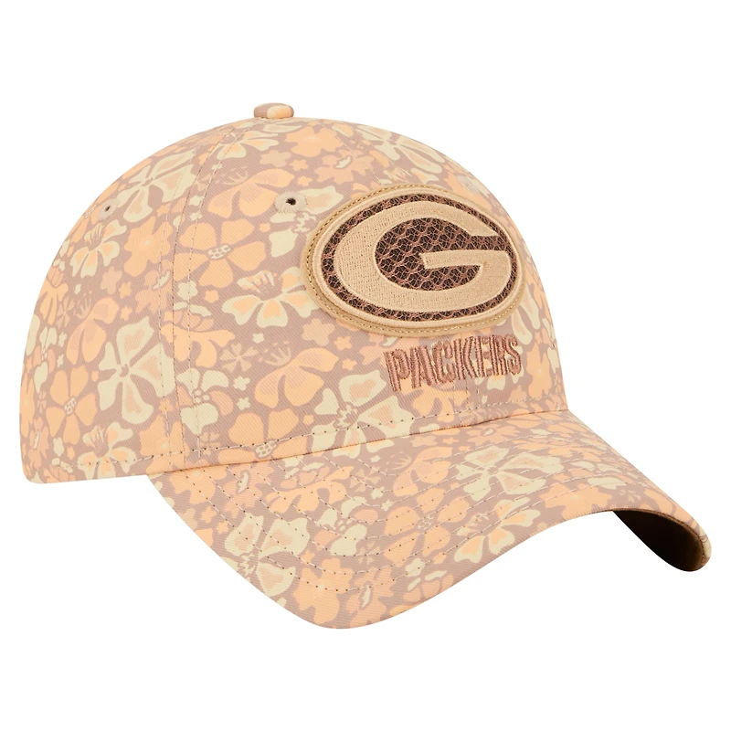 Women's New Era  Tan Green Bay Packers Floral 9TWENTY Adjustable Hat