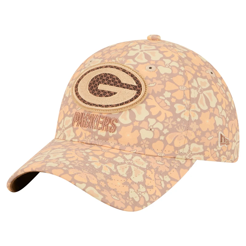 Women's New Era Tan Green Bay Packers Floral 9TWENTY Adjustable Hat