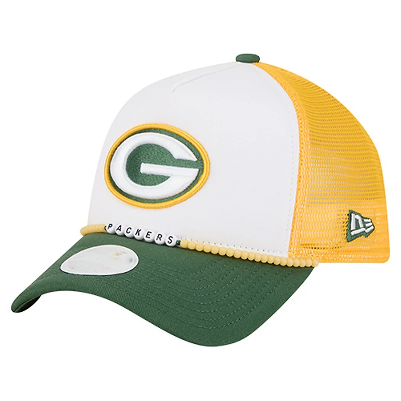 Bracelet d'amitié New Era blanc/vert pour femme des Green Bay Packers, casquette ajustable 9FORTY