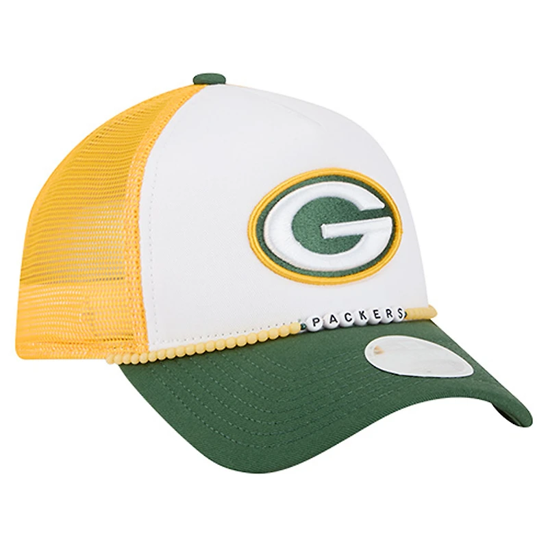 Women's New Era White/Green Green Bay Packers Friendship Bracelet 9FORTY Adjustable Hat