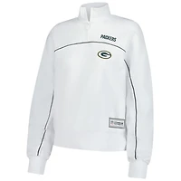 Sweat-shirt fonctionnel à fermeture éclair quart de tour New Era pour femme, blanc, des Packers Green Bay