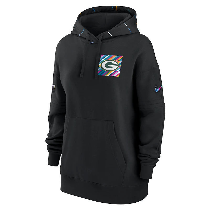 Women's Nike  Black Green Bay Packers 2023 NFL Crucial Catch Club Pullover Hoodie