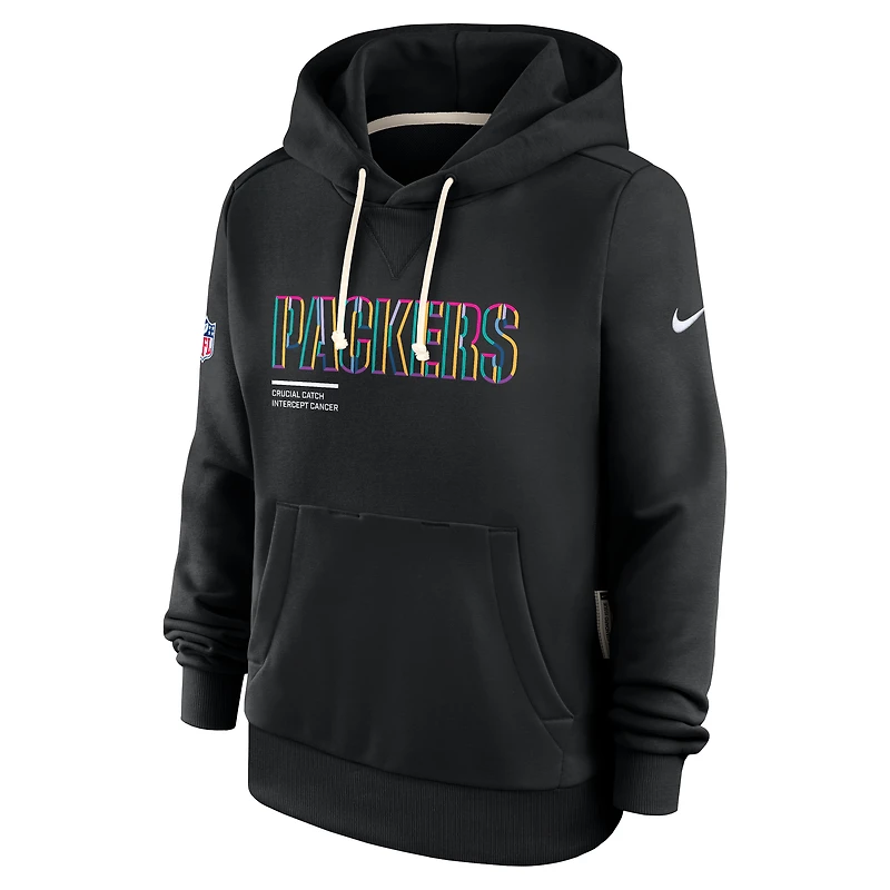 Sweat à capuche Nike noir pour femme Green Bay Packers NFL Crucial Catch 2025 Sideline Standard Issue Dri-FIT