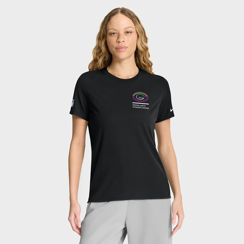 T-shirt Nike noir pour femme Green Bay Packers 2025 NFL Crucial Catch Tri-Blend Dri-FIT