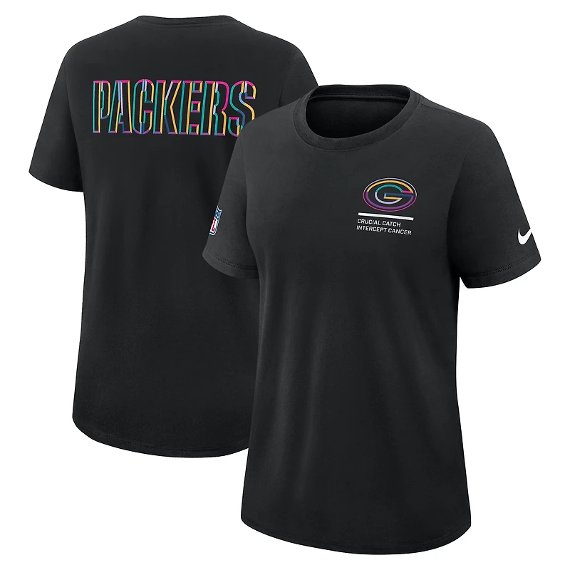 T-shirt Nike noir pour femme Green Bay Packers 2025 NFL Crucial Catch Tri-Blend Dri-FIT