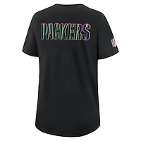 Women's Nike Black Green Bay Packers 2025 NFL Crucial Catch Tri-Blend Dri-FIT T-Shirt