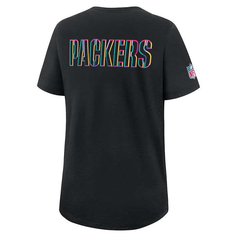 T-shirt Nike noir pour femme Green Bay Packers 2025 NFL Crucial Catch Tri-Blend Dri-FIT