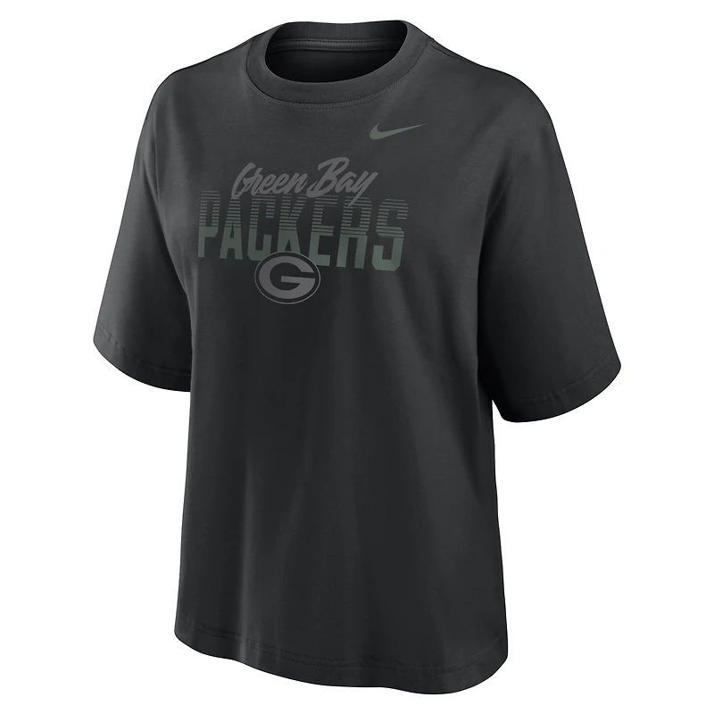 Women's Nike Black Green Bay Packers Boxy T-Shirt