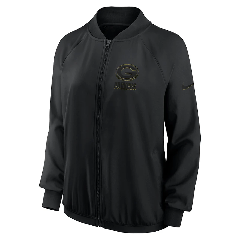 Women's Nike Black Green Bay Packers Raglan Full-Zip Jacket