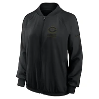 Women's Nike Black Green Bay Packers Raglan Full-Zip Jacket