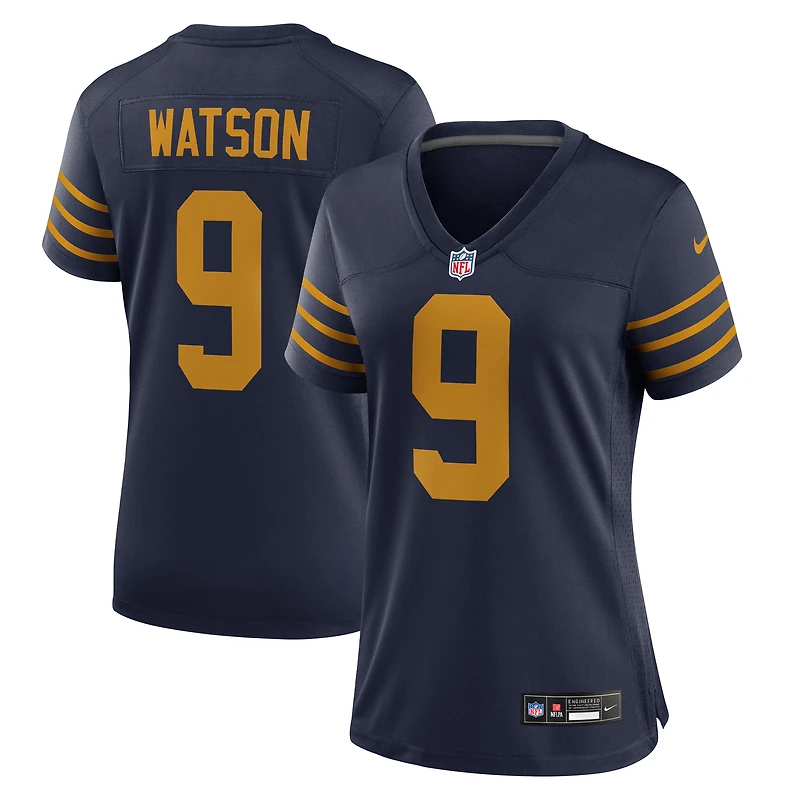 Maillot Nike Christian Watson bleu marine pour femme des Green Bay Packers, édition 1923