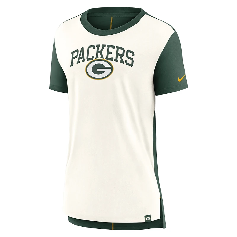 Women's Nike Cream/Green Green Bay Packers Wordmark Tri-Blend T-Shirt