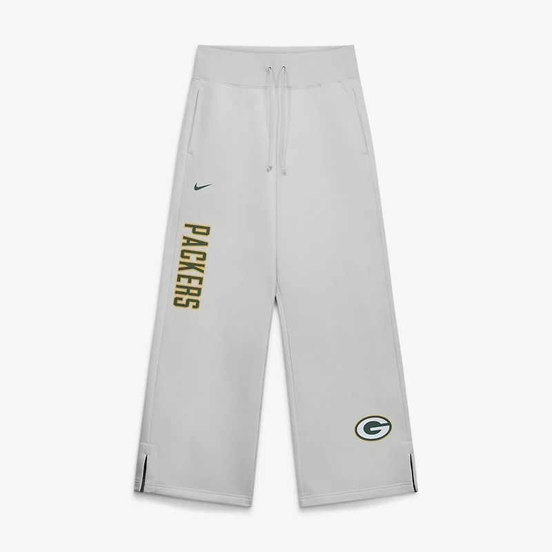 Women's Nike Gray Green Bay Packers Primetime Phoenix Fleece Wide-Leg Sweatpants