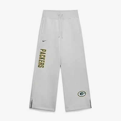 Women's Nike  Gray Green Bay Packers Primetime Phoenix Fleece Wide-Leg Sweatpants