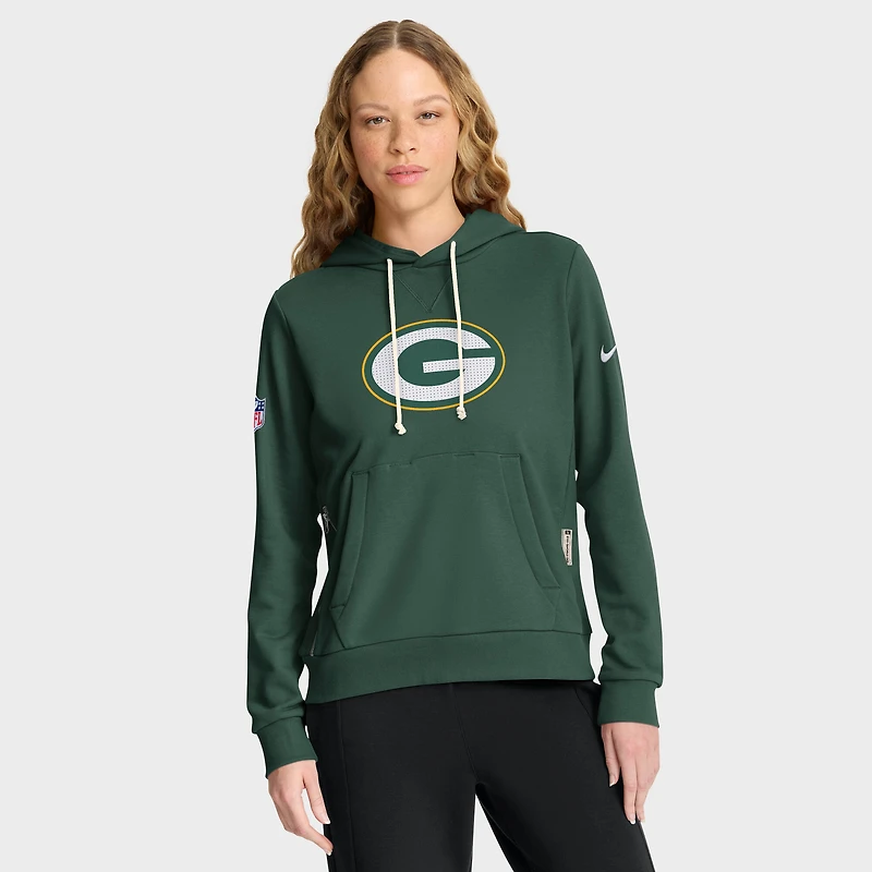 Women's Nike Green Bay Packers 2025 Sideline Standard Issue Initial Home Dri-FIT Hoodie