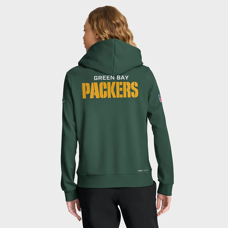 Women's Nike Green Bay Packers 2025 Sideline Standard Issue Initial Home Dri-FIT Hoodie