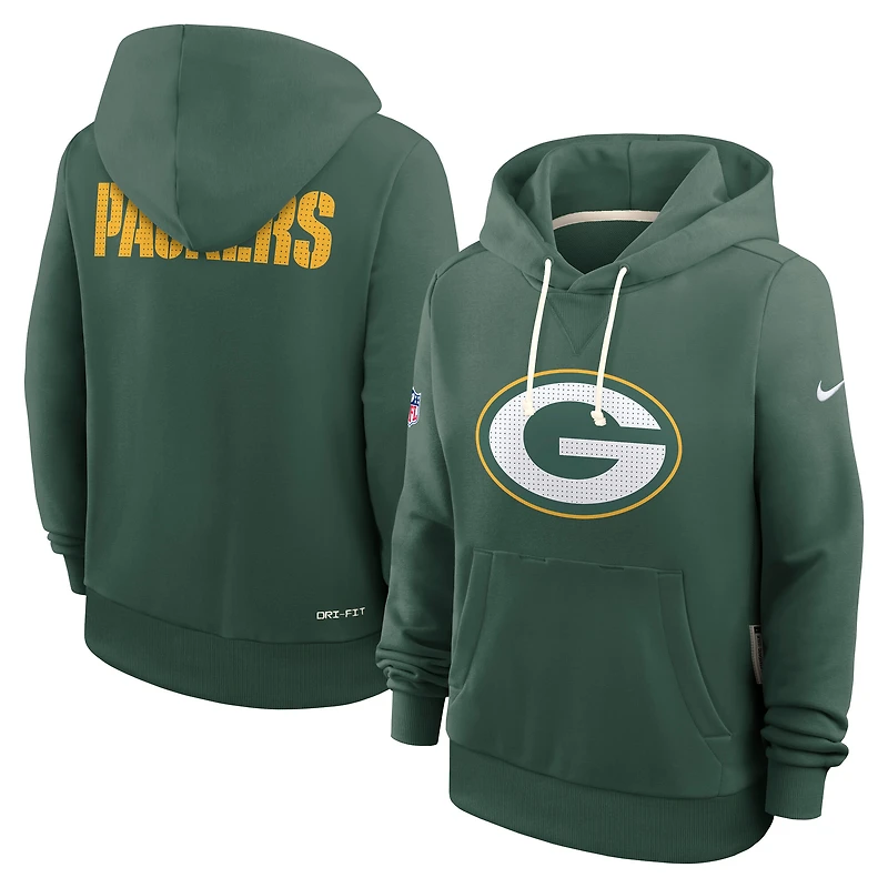 Women's Nike Green Bay Packers 2025 Sideline Standard Issue Initial Home Dri-FIT Hoodie