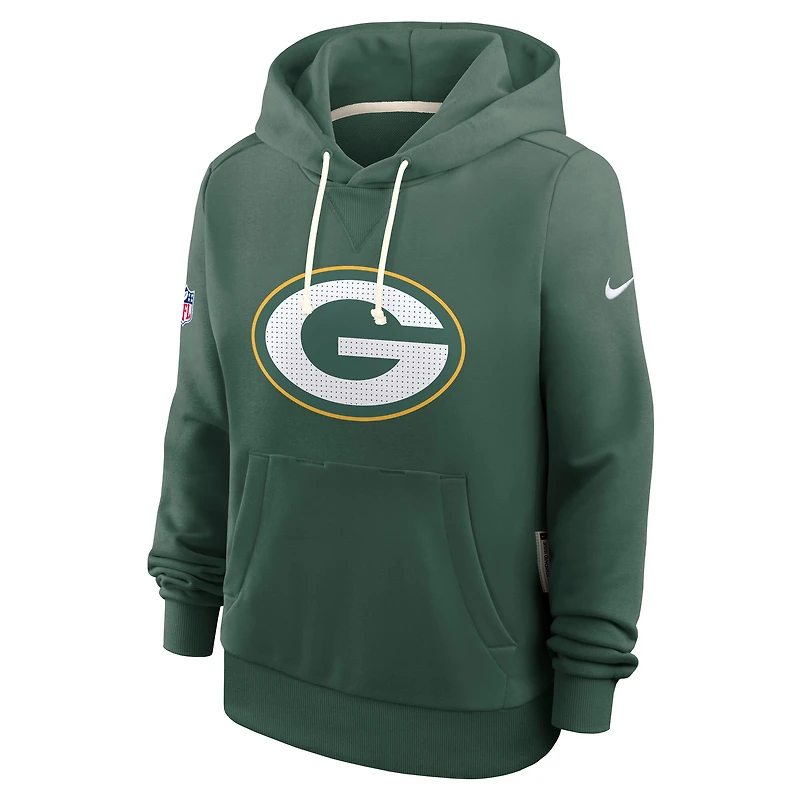 Sweat à capuche Nike vert Green Bay Packers 2025 Sideline Standard Issue Initial Home Dri-FIT pour femme