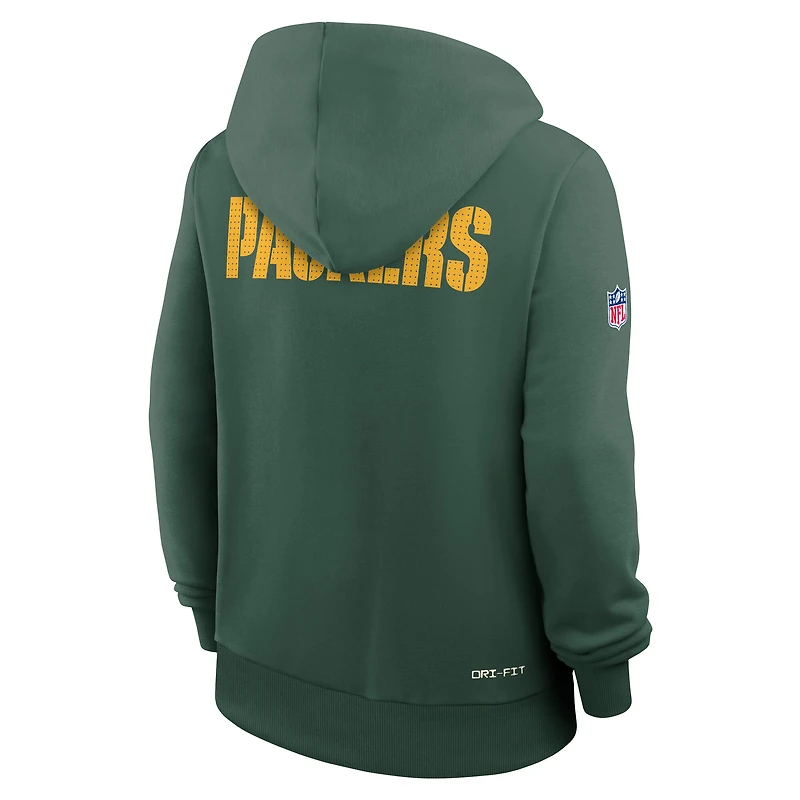 Women's Nike Green Bay Packers 2025 Sideline Standard Issue Initial Home Dri-FIT Hoodie