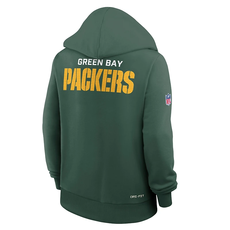 Women's Nike Green Bay Packers 2025 Sideline Standard Issue Initial Home Dri-FIT Hoodie