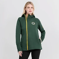 Sweat à capuche et zip intégral raglan asymétrique Nike Green Bay Packers pour femme, vert
