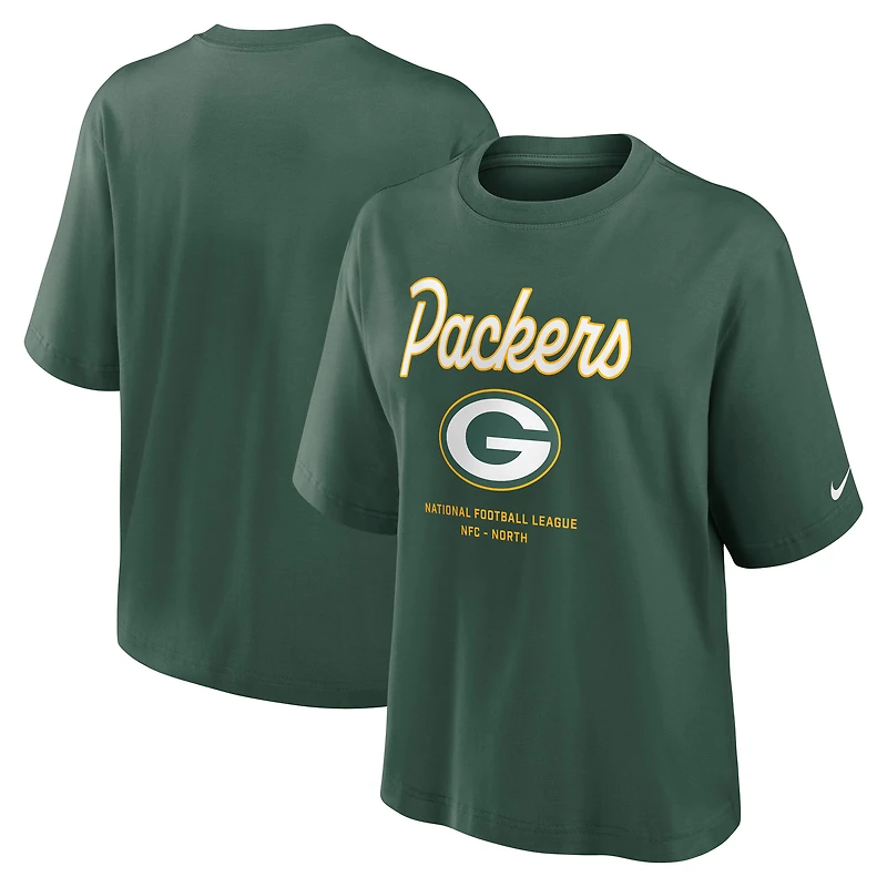 Women's Nike Green Bay Packers Essential Script Relaxed Boxy T-Shirt
