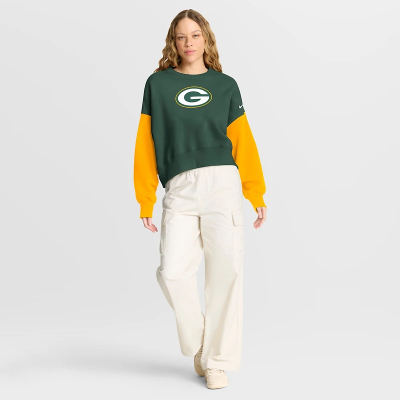 Sweat-shirt oversize à blocs de couleurs Nike Green Bay Packers pour femme