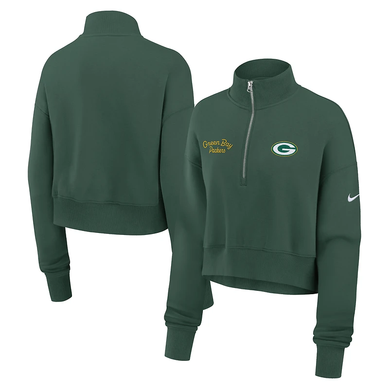 Sweat-shirt Nike Green Bay Packers Phoenix à demi-zip pour femme