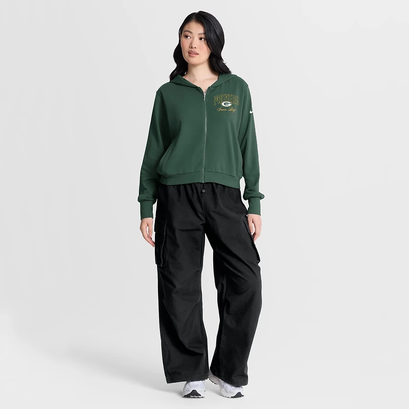 Sweat à capuche zippé Nike Green Bay Packers Primetime pour femme