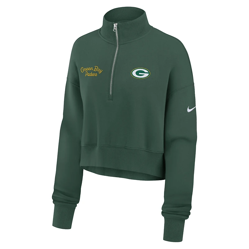 Sweat-shirt Nike Green Bay Packers Primetime Phoenix à demi-zip pour femme