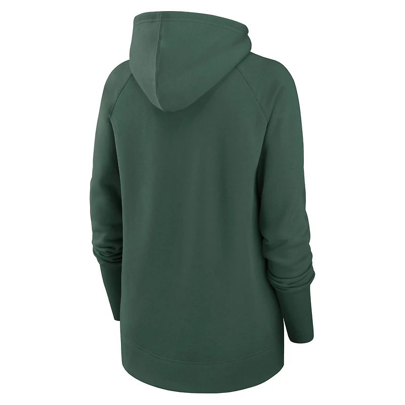 Sweat à capuche entièrement zippé manches raglan Nike Green Bay Packers Primetime pour femme Vert