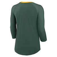 Women's Nike Green Bay Packers Raglan 3/4 Sleeve T-Shirt