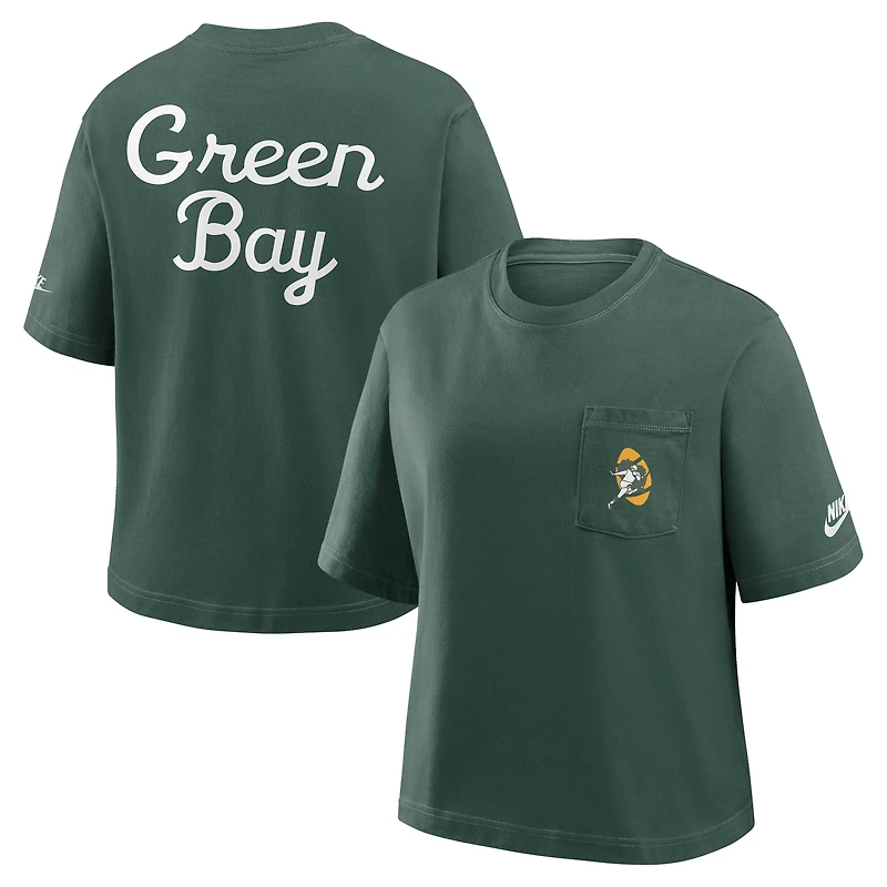Women's Nike Green Bay Packers Rewind Pocket Boxy T-Shirt