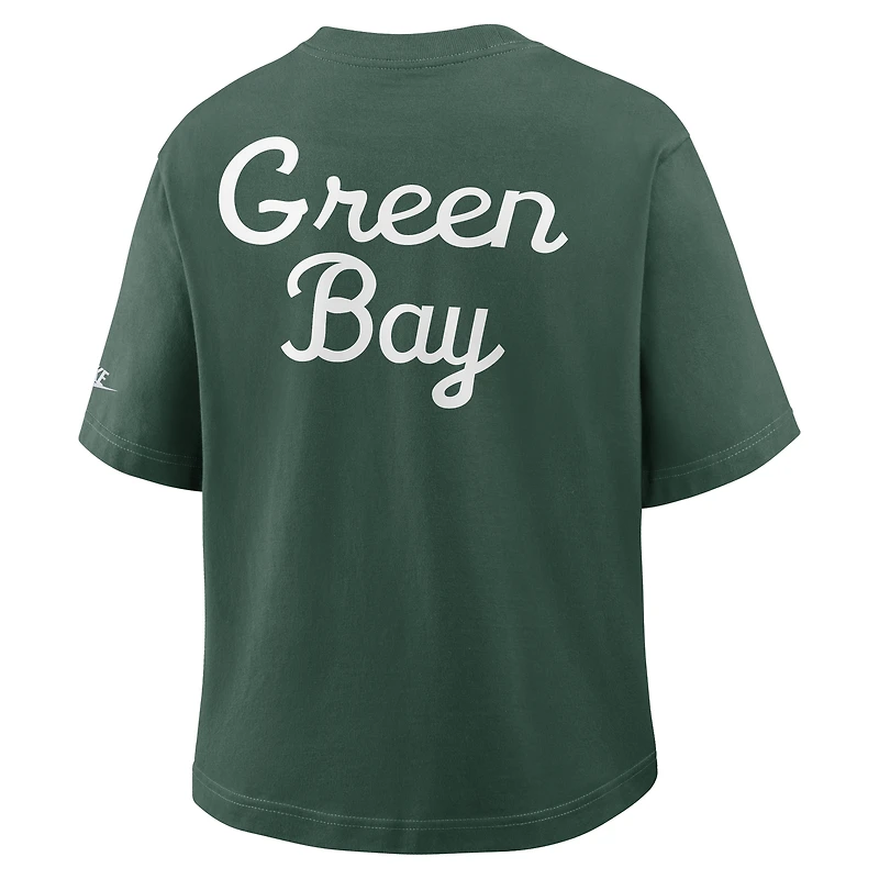 T-shirt Nike vert pour femme avec poche Rewind des Green Bay Packers