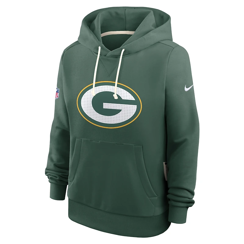 Sweat à capuche Nike Dri-FIT pour femme, vert, avec initiales standard, des Packers de Green Bay