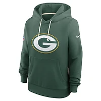 Sweat à capuche Nike Dri-FIT pour femme, vert, avec initiales standard, des Packers de Green Bay