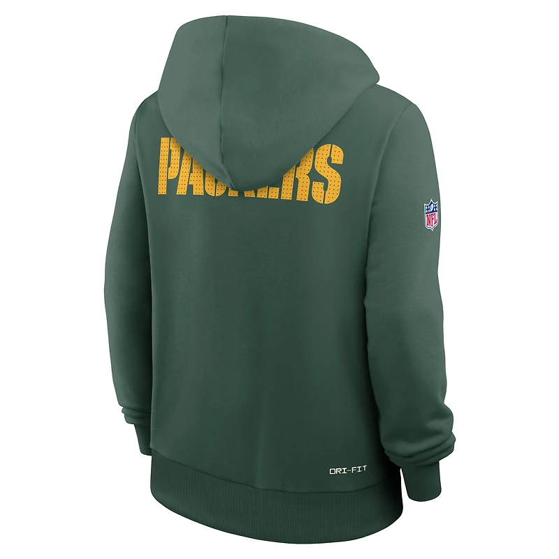 Sweat à capuche Nike Dri-FIT pour femme, vert, avec initiales standard, des Packers de Green Bay
