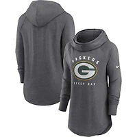 Sweat à capuche raglan col cheminée Nike Green Bay Packers pour femme, couleur gris anthracite chiné