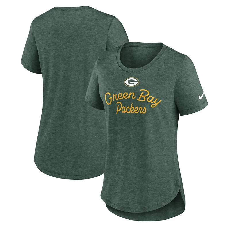 T-shirt Nike Strong Safety Tri-Blend vert chiné pour femme des Green Bay Packers