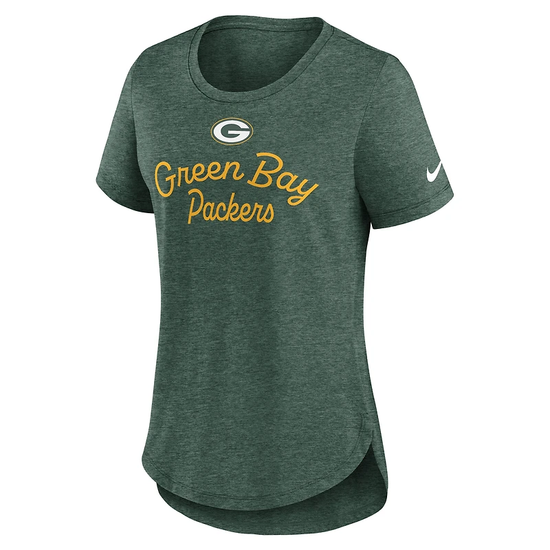 T-shirt Nike Strong Safety Tri-Blend vert chiné pour femme des Green Bay Packers